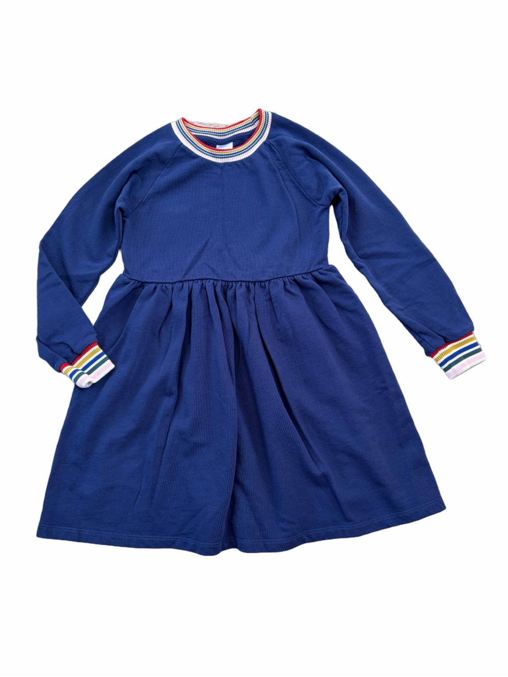 Hanna Andersson Size 140, 10 Navy Blue French Terry Sweatshirt Pocket Dress
